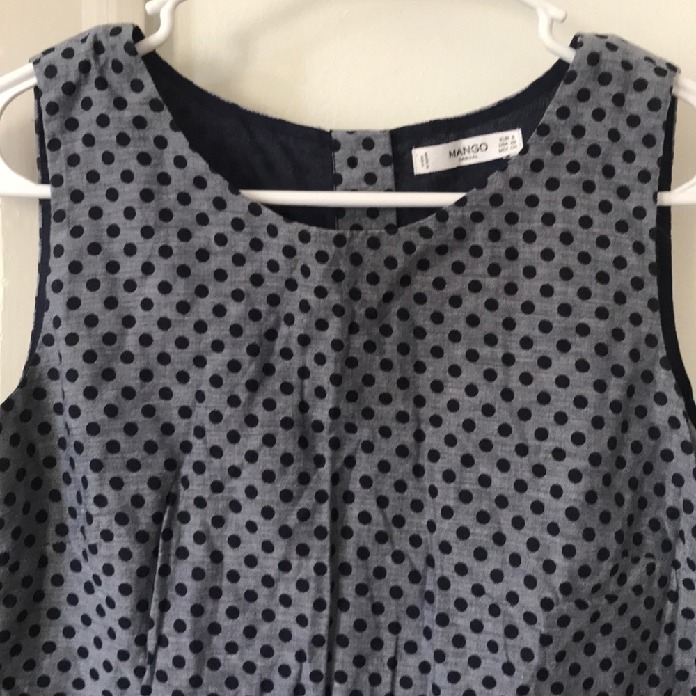 ❌SOLD❌Mango Polka Dot Denim Sleeveless Top